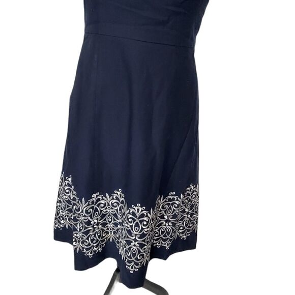 Loft Cotton Strapless Navy Midi Dress - Picture 6 of 9